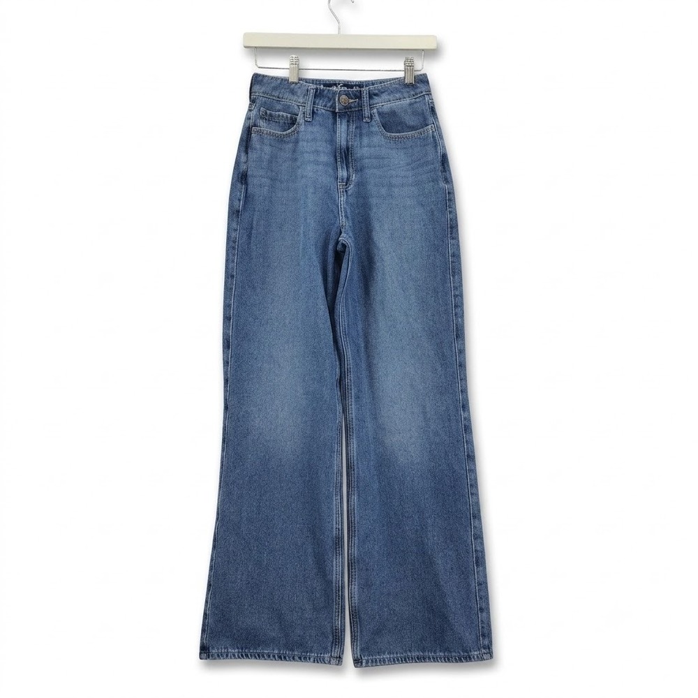 Hollister Womens Y2K Baggy Wide 90s Skater Ultra High-Rise Jeans 0R 25W Blue